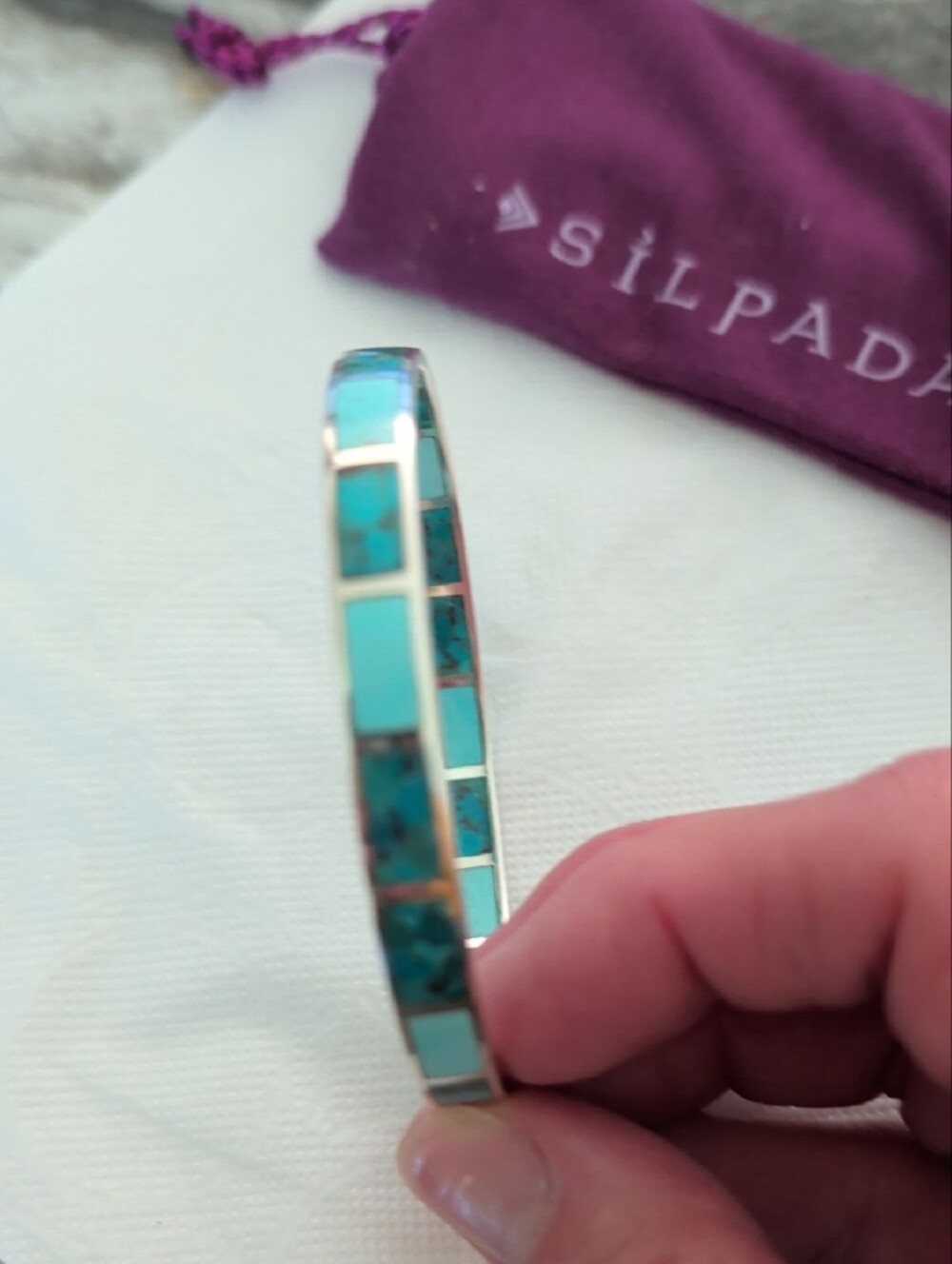 Silpada Turquoise Inlay Silver Bangle - Picture 3 of 3